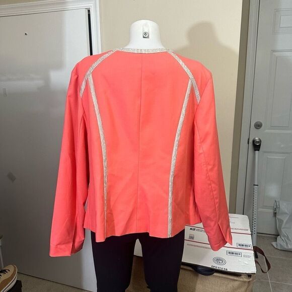 Chico’s Amelia Orange Sheer Button up Jacket Cover Up Lightweight sz 3 ( XL /16) - Picture 9 of 12